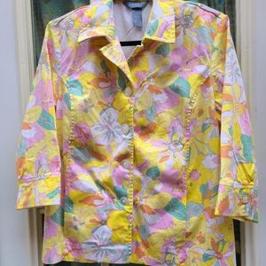Koret Preppy Floral Button Up Blazer Jacket Size 16w Vintage bright